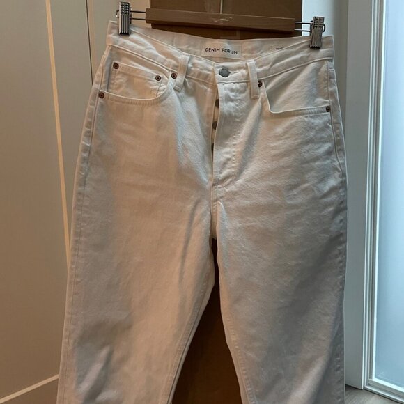 Denim Forum The BF High Rise Loose 28L 100% Cotton Denim Jeans Ecru Sz 26 - Picture 2 of 13